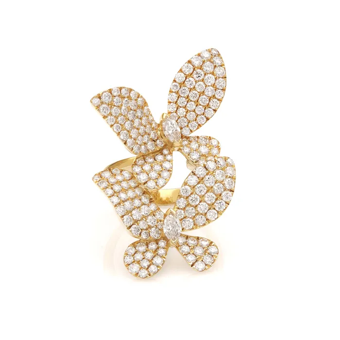 YaninaCo Jewelry Rings Yellow Gold Pave Butterfly Ring
