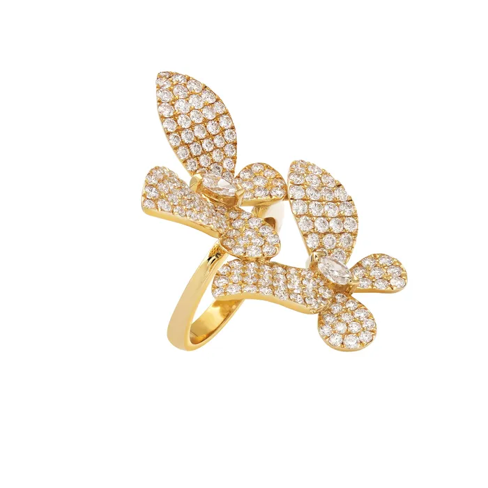 YaninaCo Jewelry Rings Yellow Gold Pave Butterfly Ring