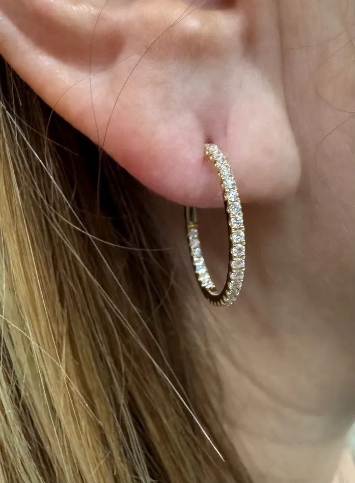 Yellow Gold Inside Out Hoop Earrings YaninaCo Jewelry Earrings